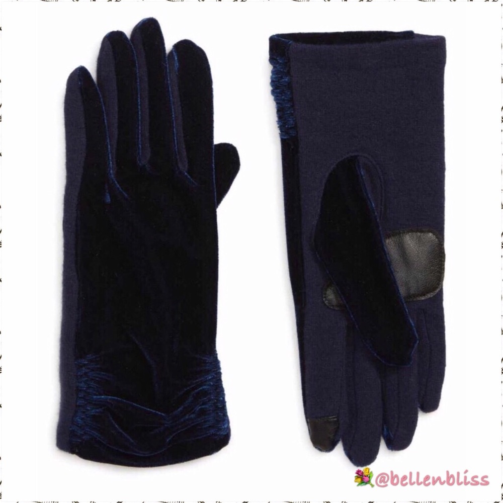 Navy Velvet Touch Gloves, Size Medium